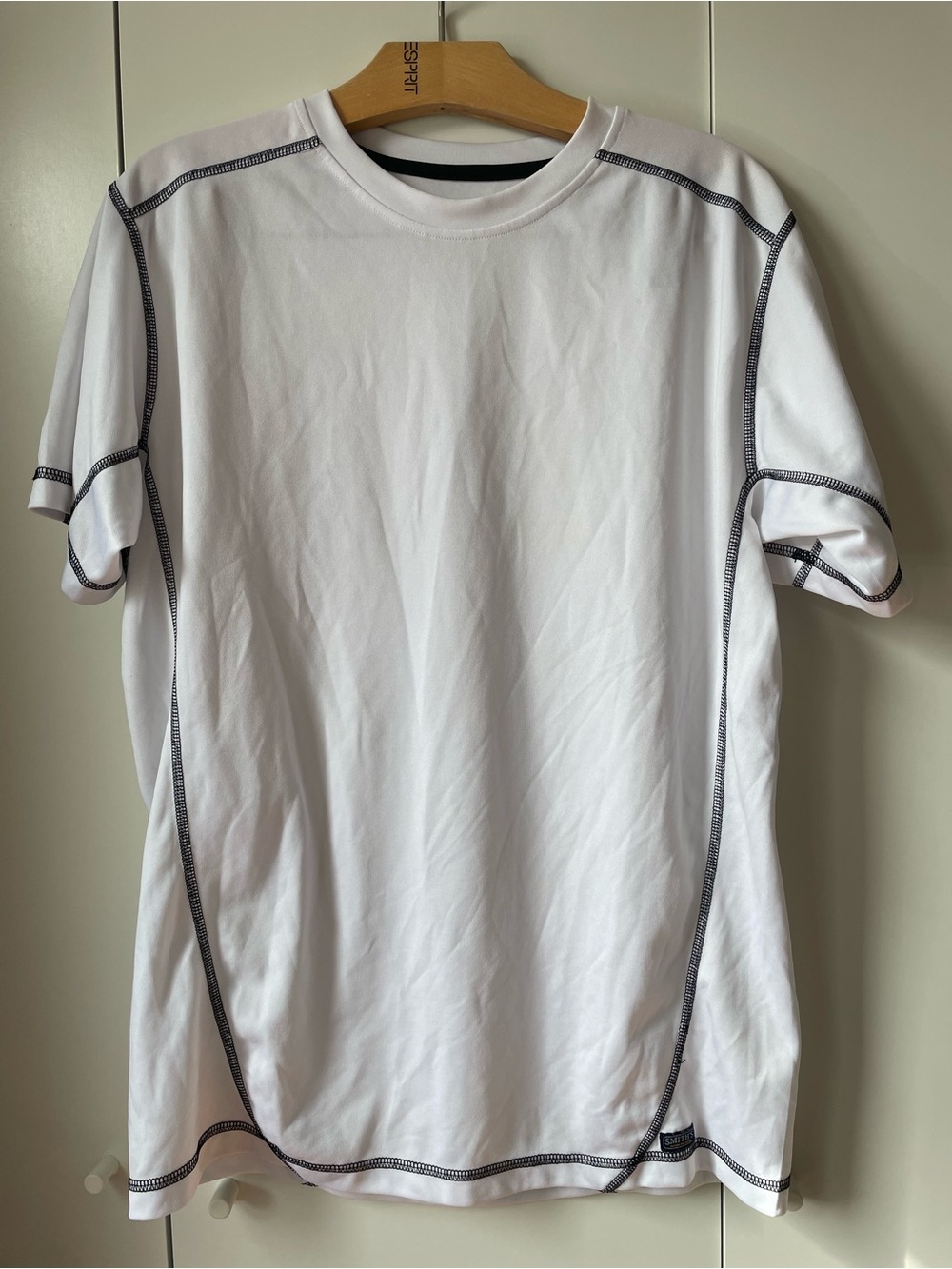 Men's White Short-Sleeve Performance Tee with Contrast Stitching